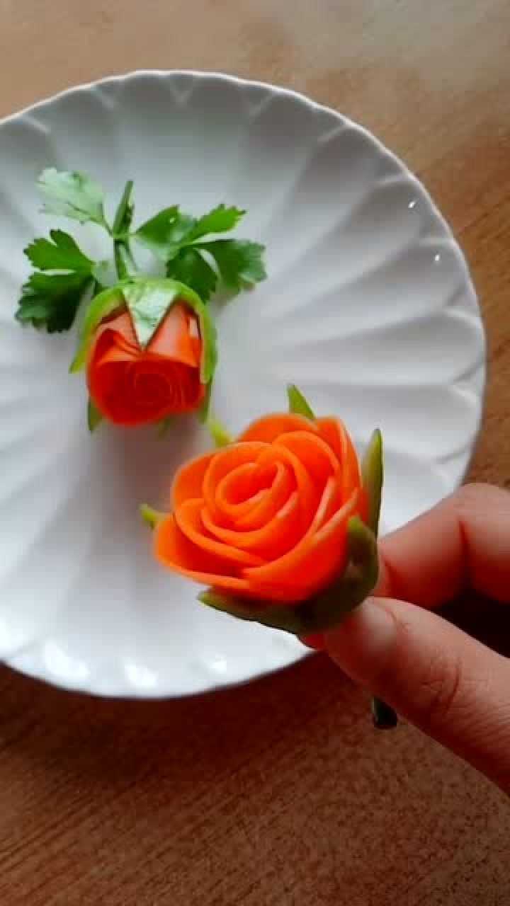 胡萝卜和辣椒做的玫瑰花,真好看