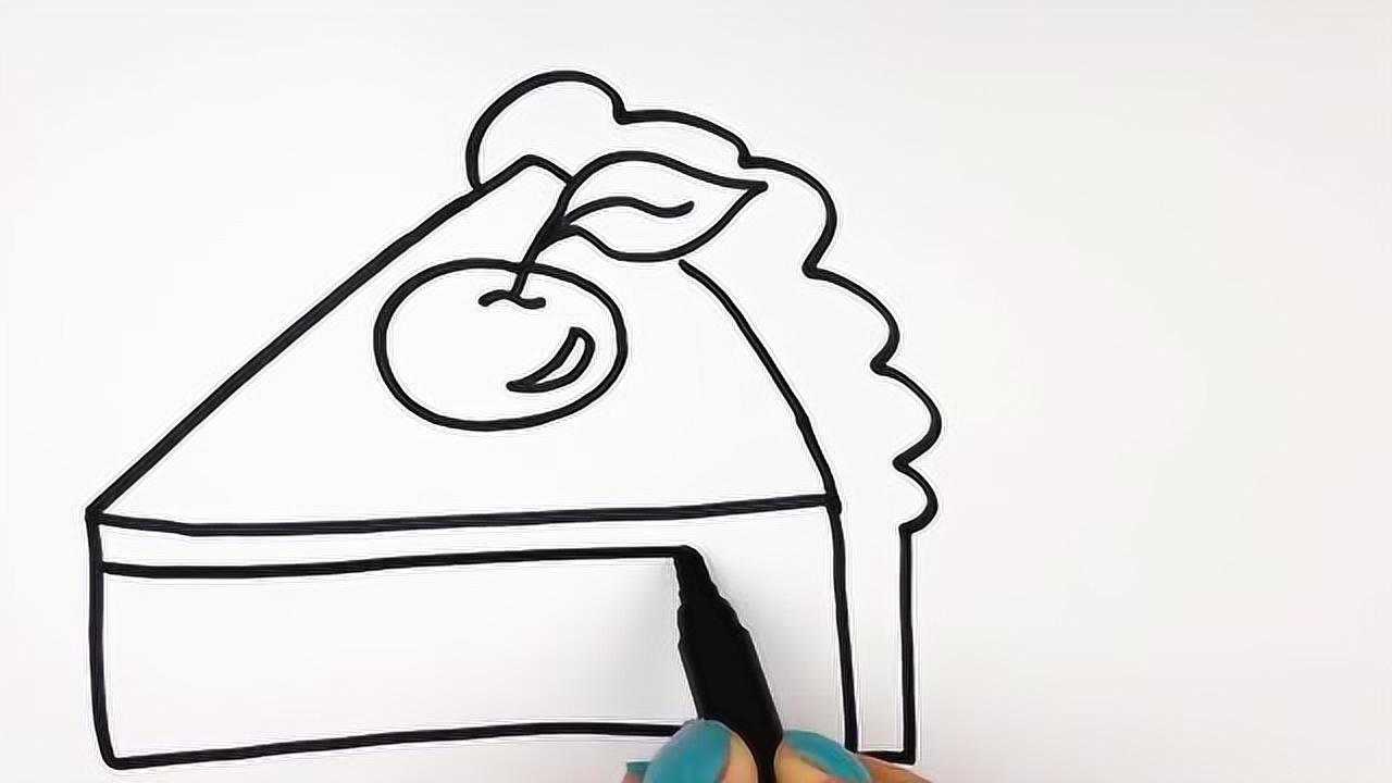 儿童启蒙早教:教你画苹果派蛋糕,一起享用美食吧