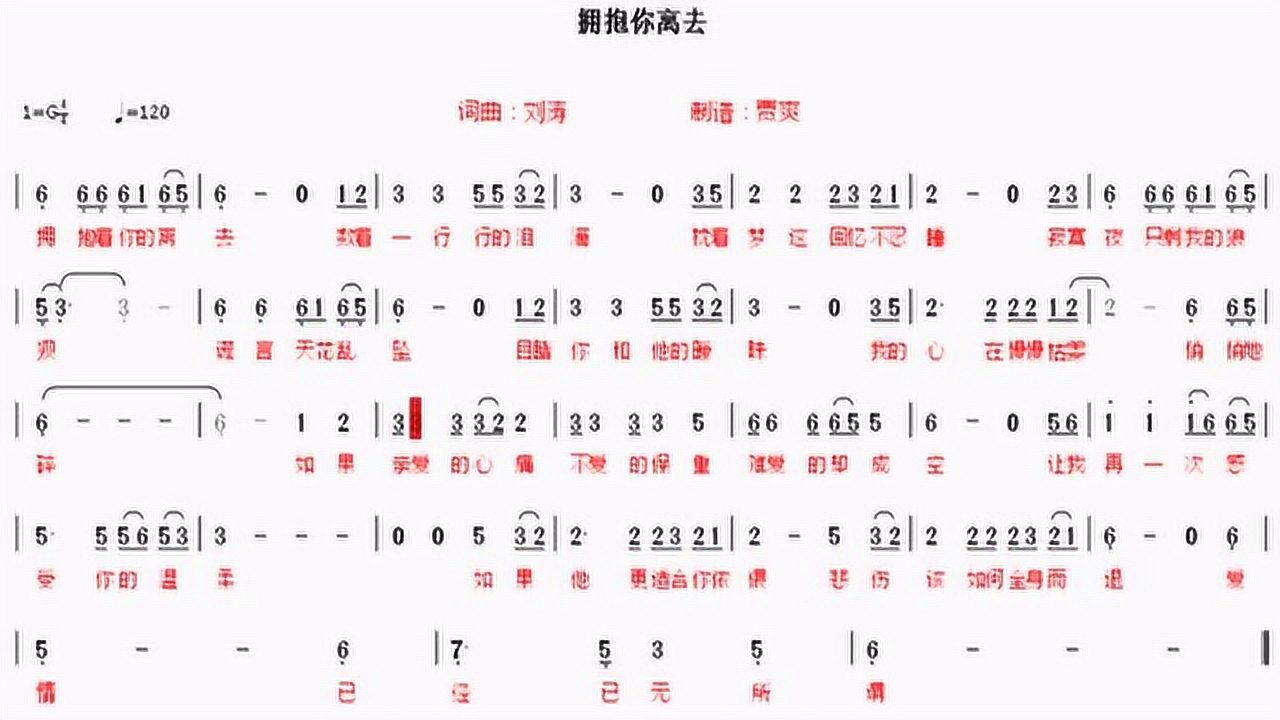 贾爽:拥抱你离去电子琴练习数字简谱