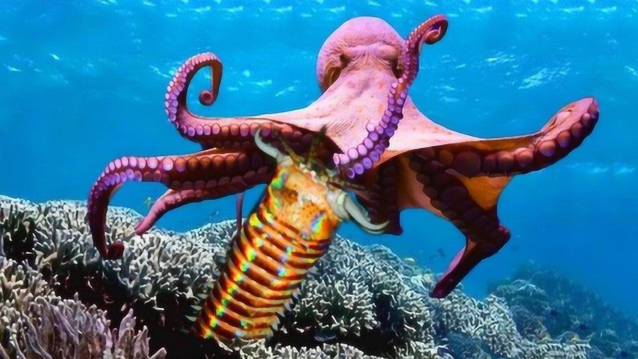 恐怖的博比特虫捕捉大章鱼,捕食全程仅需几秒,攻击太厉害了!