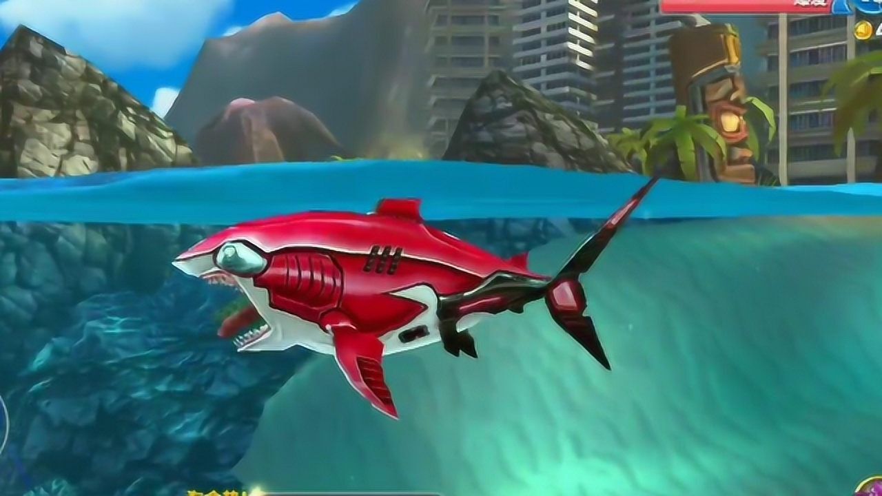 饥饿鲨世界:大白鲨一身中国红皮肤很是鲜艳啊