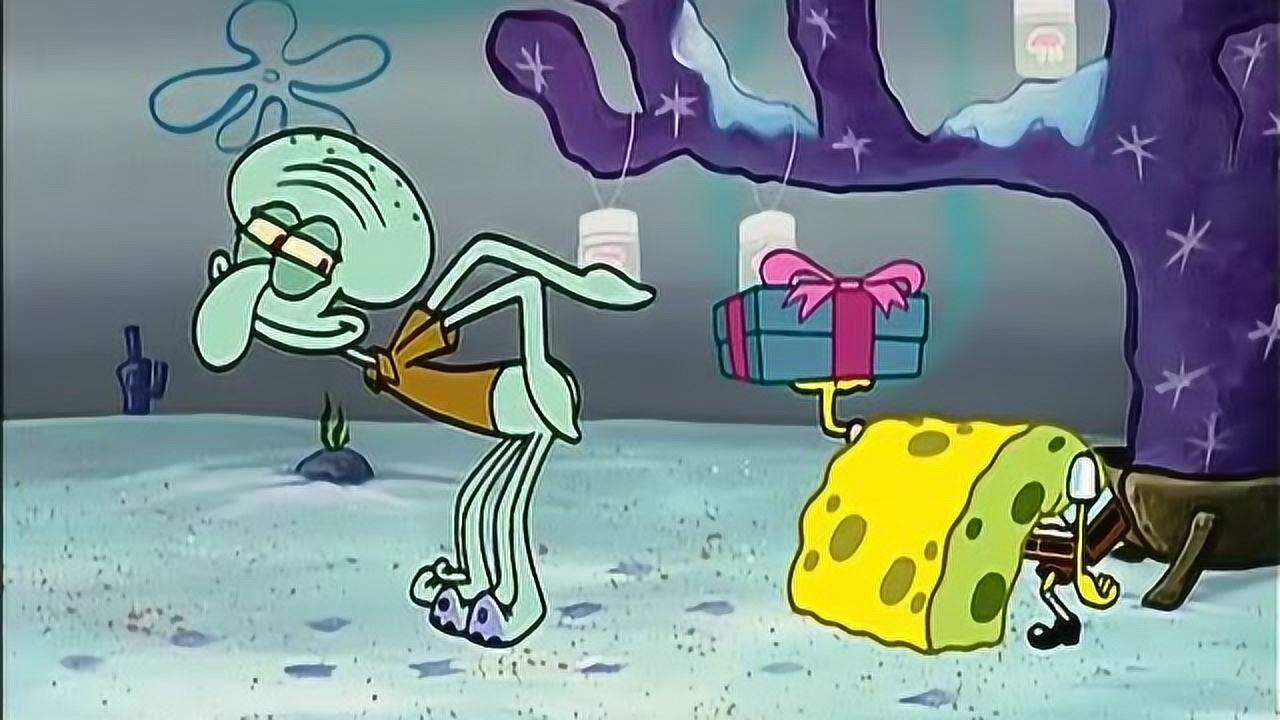 海绵宝宝章鱼哥很开心第一个圣诞节