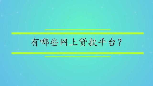 有哪些网上贷款平台?