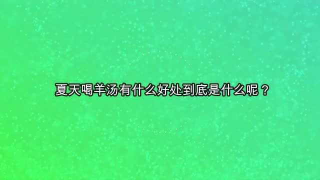 夏天喝羊汤有什么好处到底是什么呢?