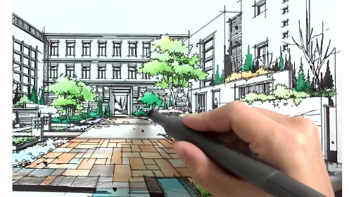 1.5一点透视效果图马克笔表达技法5