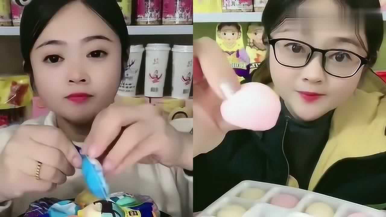 美女直播吃彩色奶酪棒,雪媚娘,一口咬下去超满足,我向往的生活