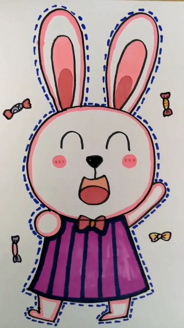 教你画一只粉色的小兔子,可爱的样子简直要把心都萌化了