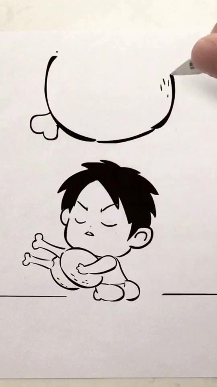 爱吃鸡腿的小饿货手绘画动画