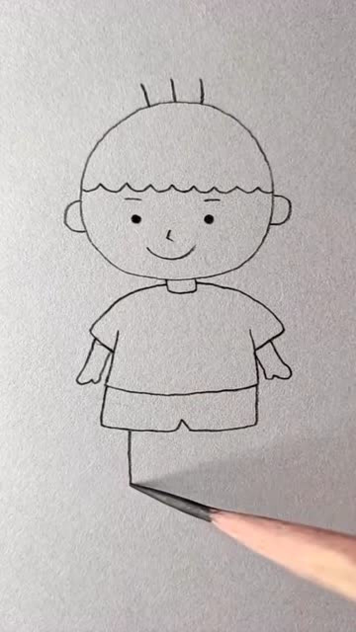 小男孩简笔画头上有三根毛很好学