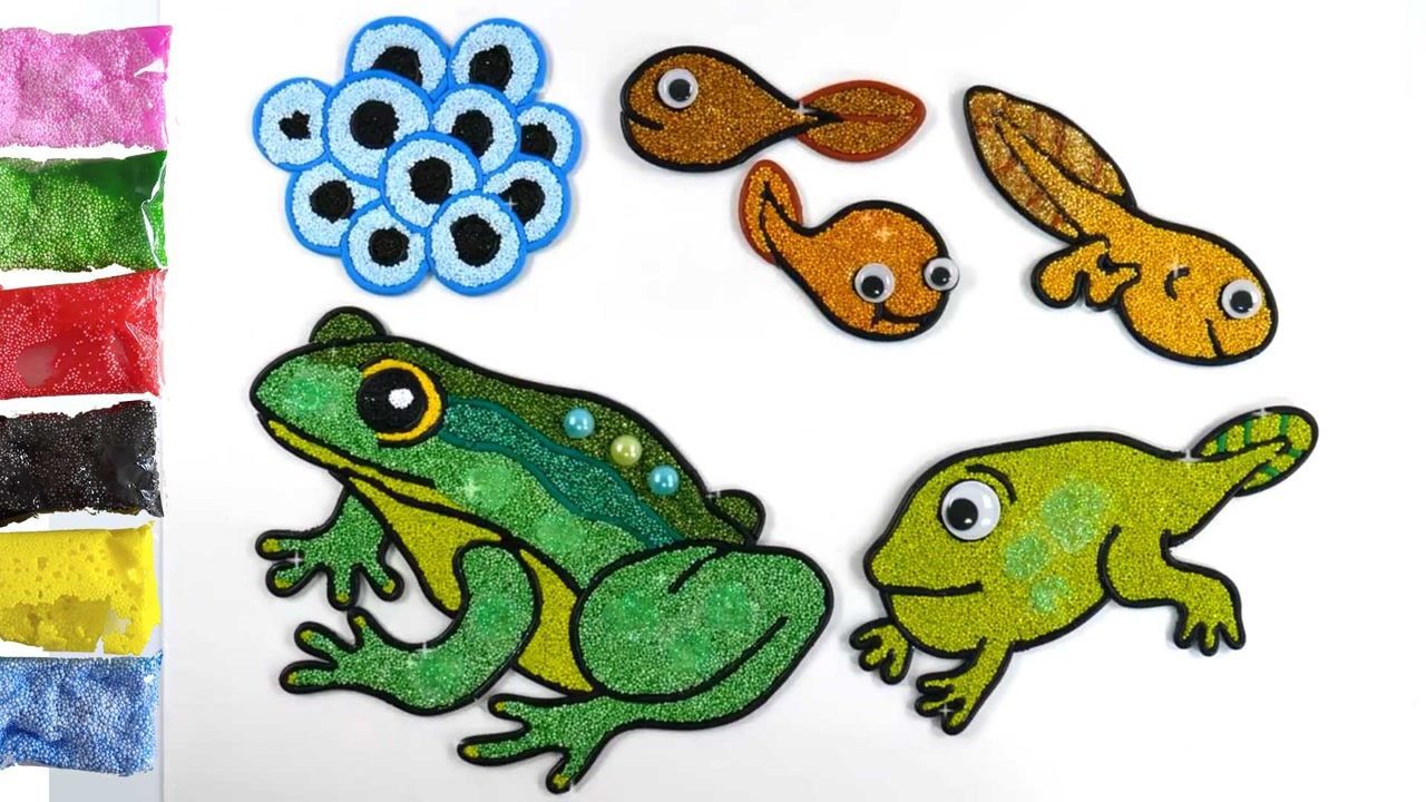 雪花彩泥粘土手工画制作视频教程大全 小蝌蚪变青蛙_腾讯视频