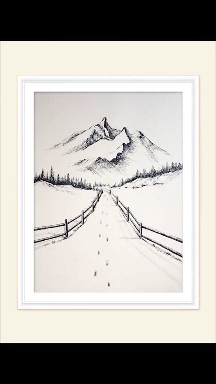 素描雪山图简单绘画教程