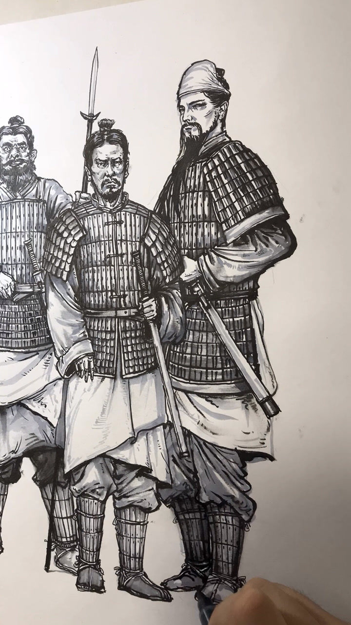 画个关羽,盔甲按照汉末时期画的