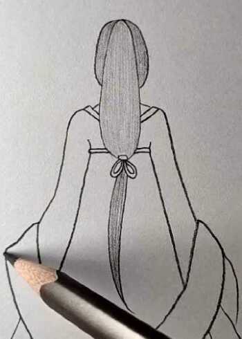 画一名古代女子的背影,超简单
