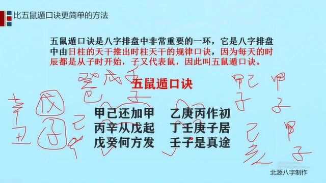 八字中比五鼠遁口诀更快捷的推算方法,不用再背口诀了