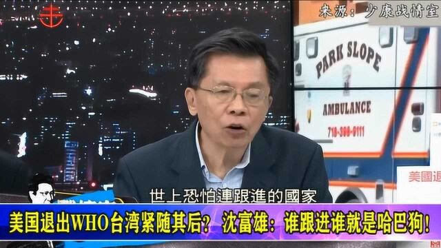 美国退出WHO,台湾当局紧随其后?沈富雄痛斥:哈巴狗