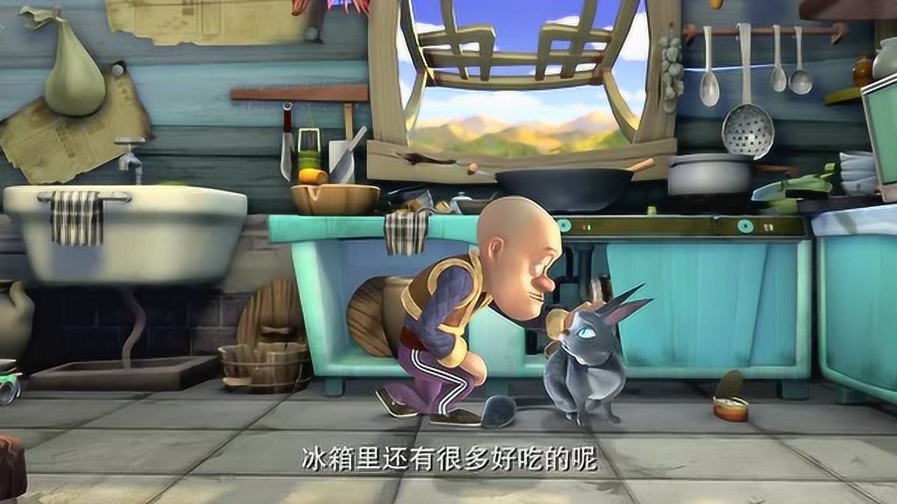 熊出没之夺宝熊兵肥波偷吃罐头被发现光头强没有骂他