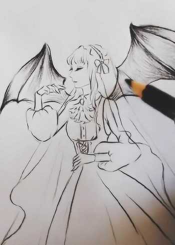 天使恶魔少女简笔画图片