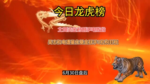 今日龙虎榜:北向资金对倒沪电股份,昊志机电遭量化基金联手3机构封板