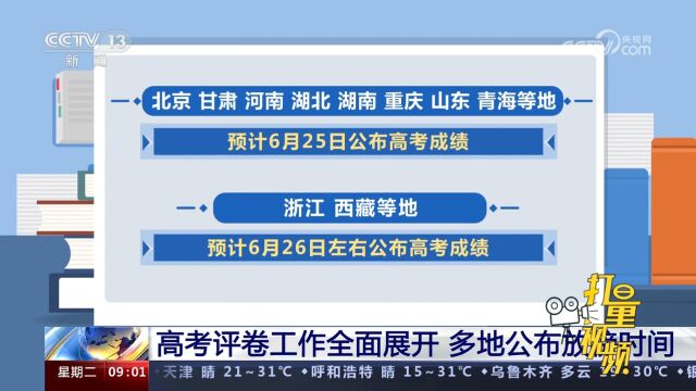 高考评卷工作全面展开,多地公布放榜时间,集中在6月下旬