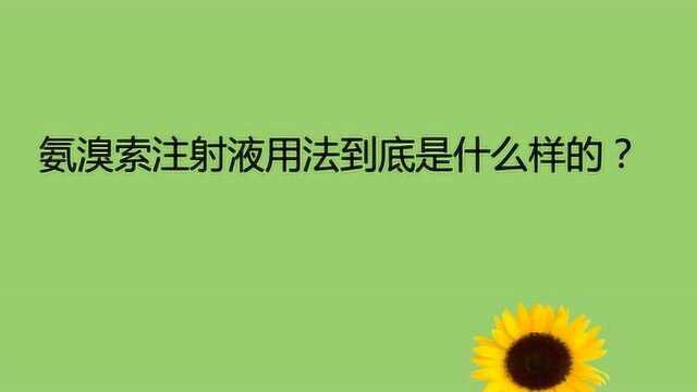 氨溴索注射液用法到底是什么样的?