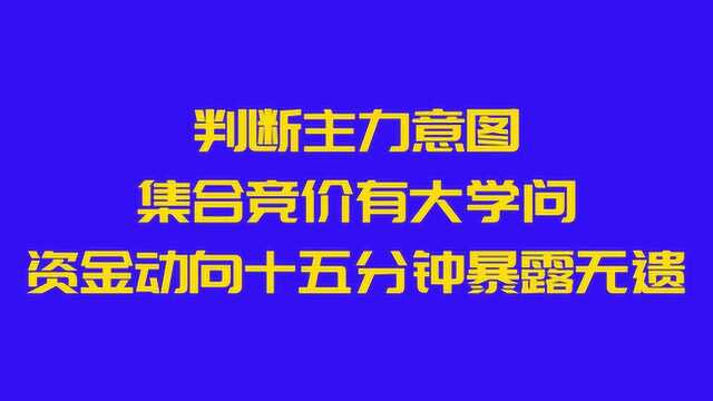 判断主力意图,集合竞价有大学问,资金动向十五分钟内暴露无遗