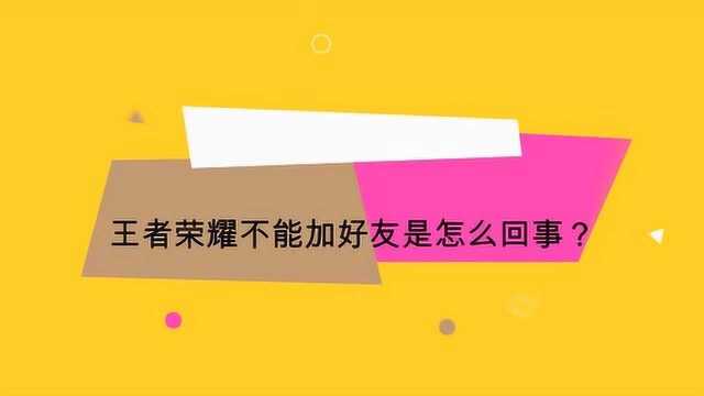 王者荣耀不能加好友是怎么回事?