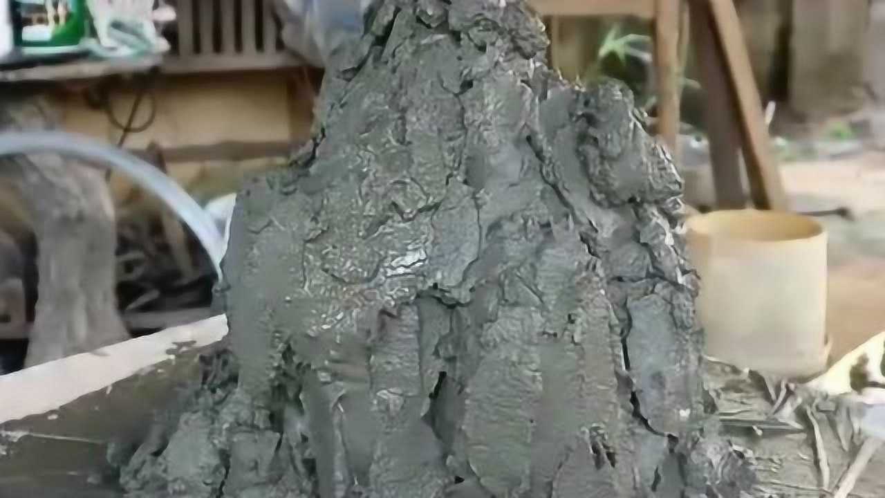煤渣自制制作上水石图片