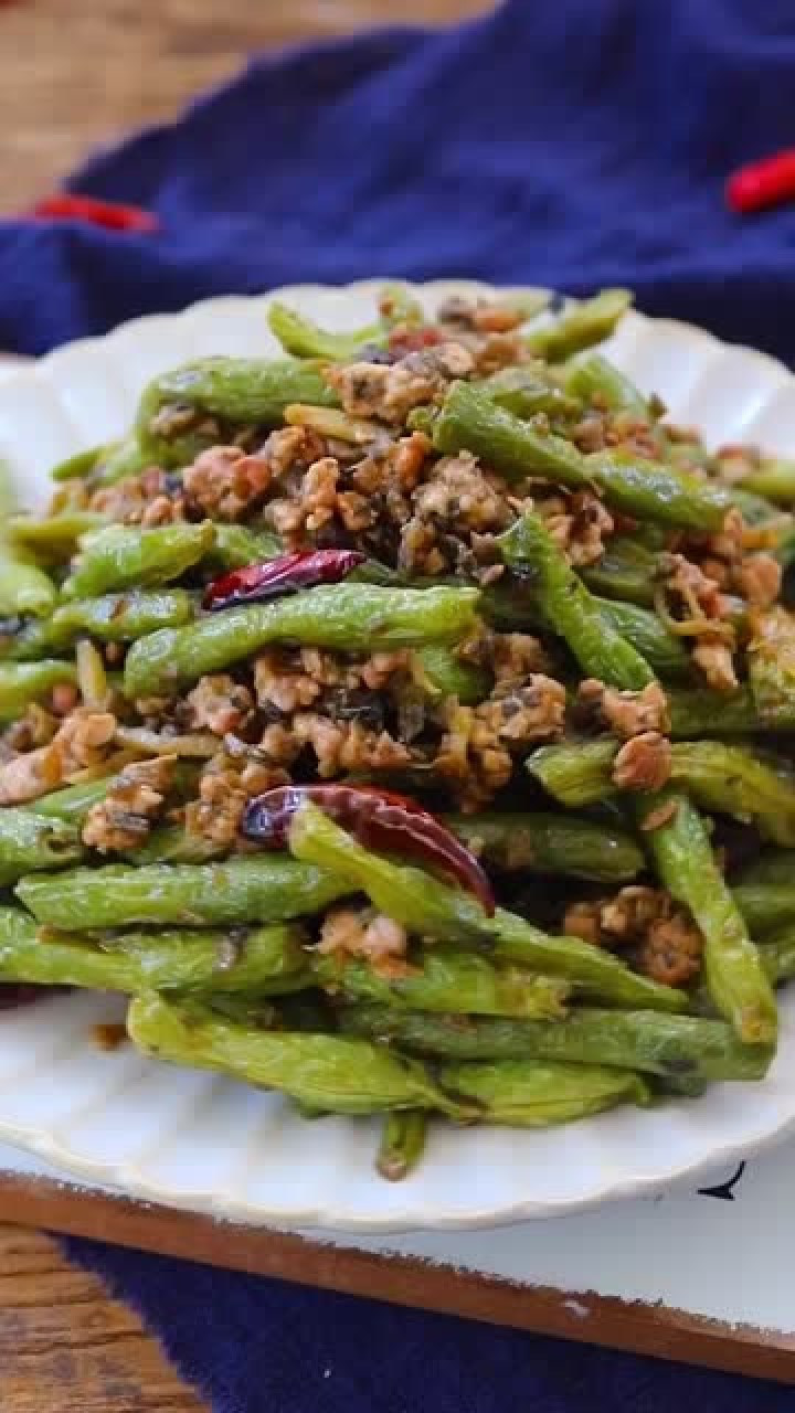 干煸肉末芸豆美食小吃最地道的家常做法请问你吃过吗