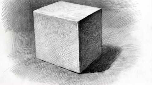 南华画室 i 素描几何体石膏正方体示范