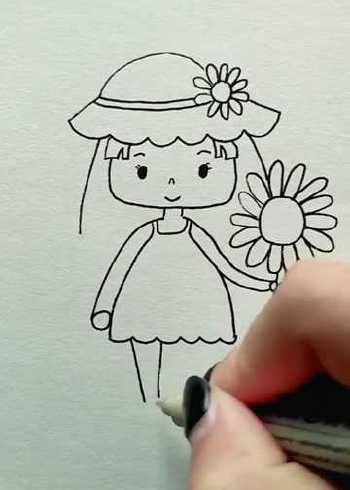 向日葵的简笔画女孩图片