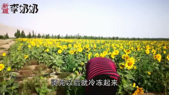 新疆奶奶的葵花园有多干净?随手捡的野菜,都可以拿去包包子!