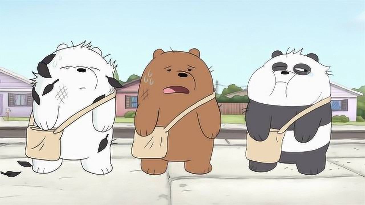 咱们裸熊:三只小熊送报纸打工,打工真心不容易啊