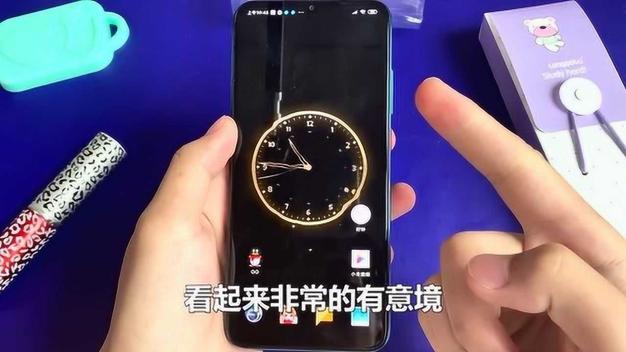 手机水滴时钟桌面动态壁纸,能看时间的锁屏,一动屏幕就水波涟漪