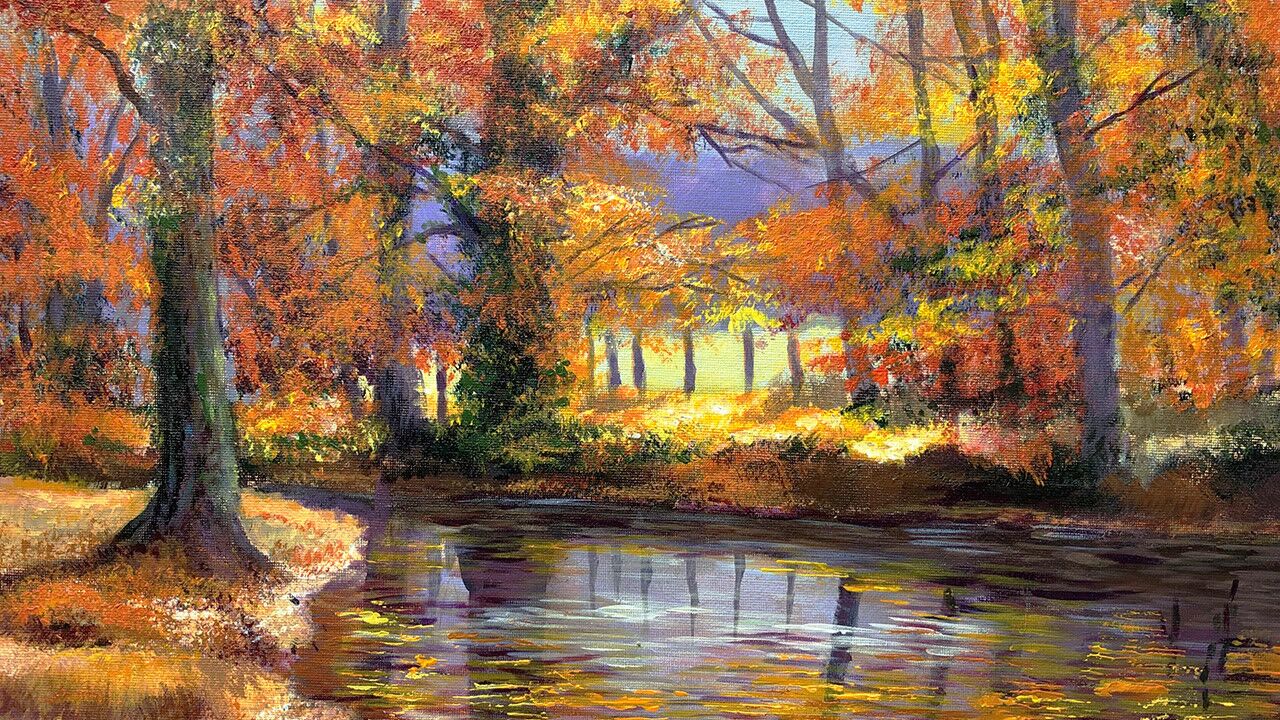 《从零开始画丙烯画》p124"秋日树林"