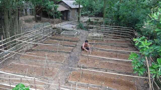 创意原始生活:修建竹道灌溉田地