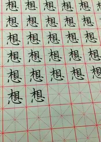 硬笔书写楷书"想"字