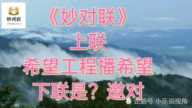 《妙对联》上联:希望工程播希望、下联是?邀对