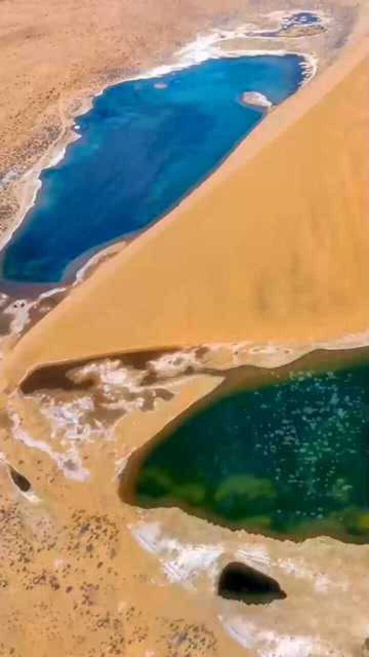 看世界航拍,巴丹吉林沙漠达格图红海子宝日陶勒盖