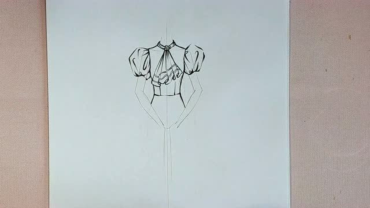 服装设计手绘学习泡泡袖上衣款式图设计