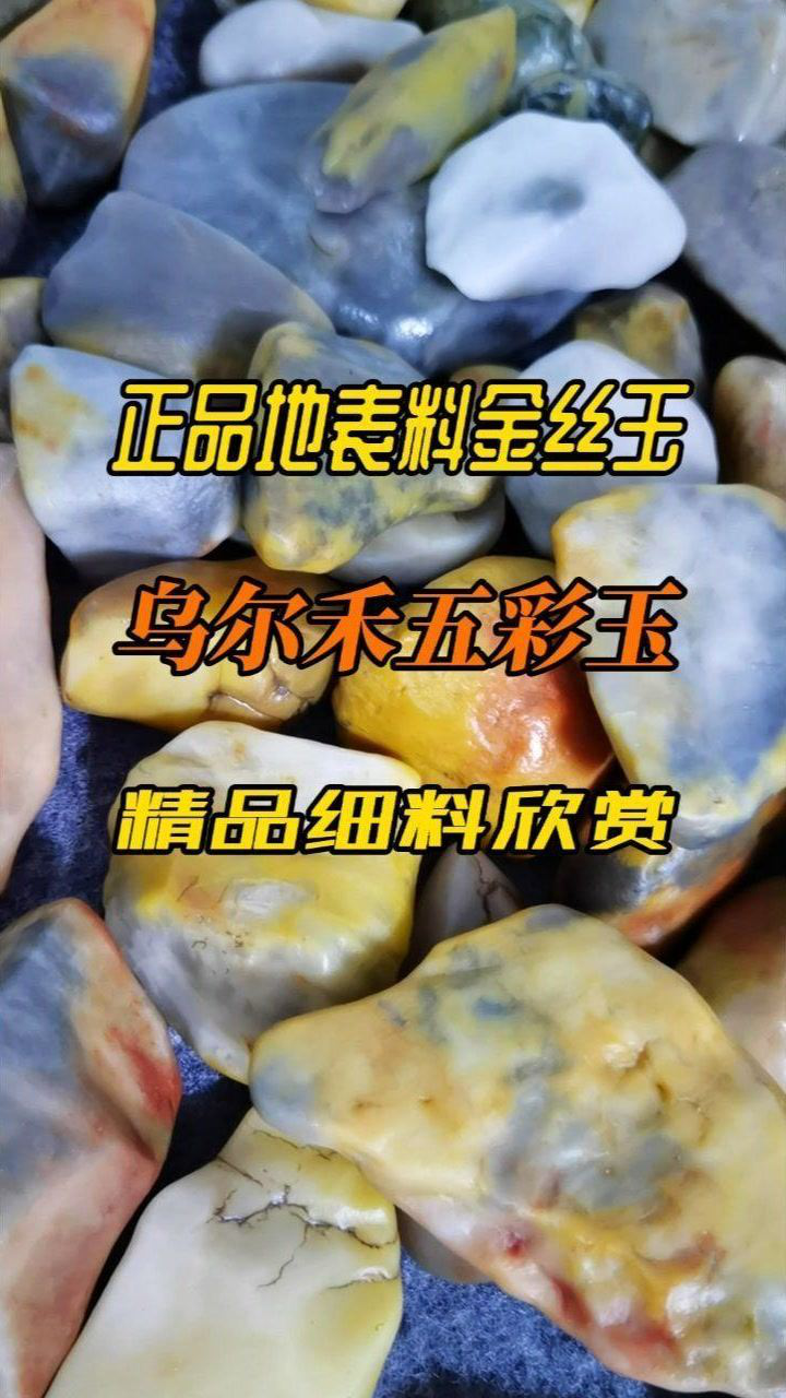 新疆正品地表料金丝玉之乌尔禾五彩金丝玉精品超细料欣赏.