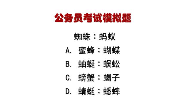 公务员考试题:蜘蛛∶蚂蚁,什么逻辑关系?