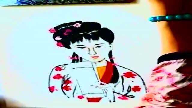 职业画家画工笔画,林妹妹看书图.简单易学百看不厌