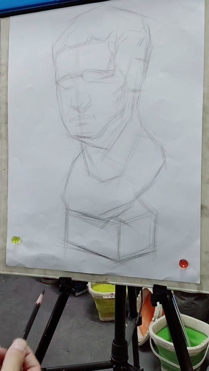 素描石膏 主体物-阿格里巴3/4左侧面,进一步分割内部中型 五官等区域