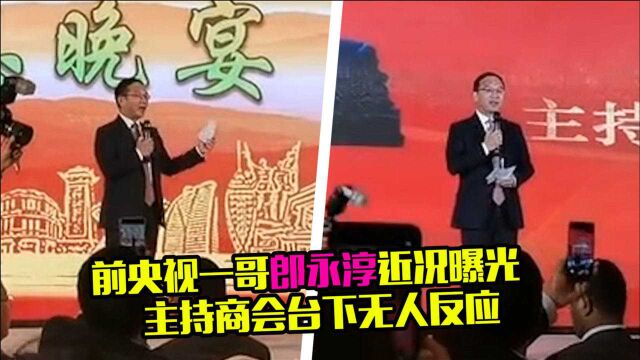 前央视一哥郎永淳近况曝光,主持商会台下无人反应,播音腔依然专业