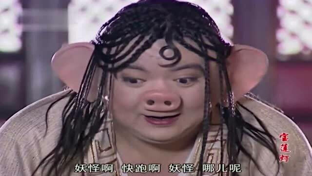 宝莲灯沉香被猪八戒的猪头吓到猪八戒看见美女太激动忘记自己是只猪