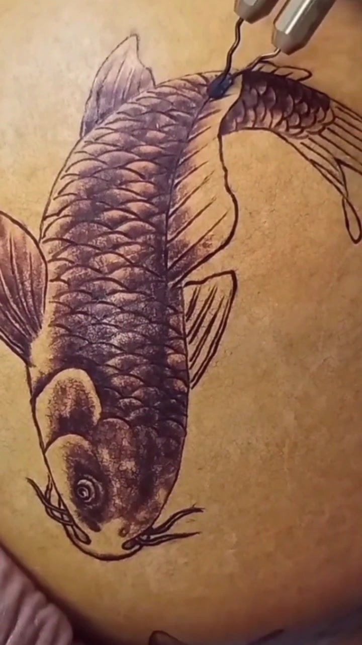 文朋烙画艺术(葫芦上烙鱼)