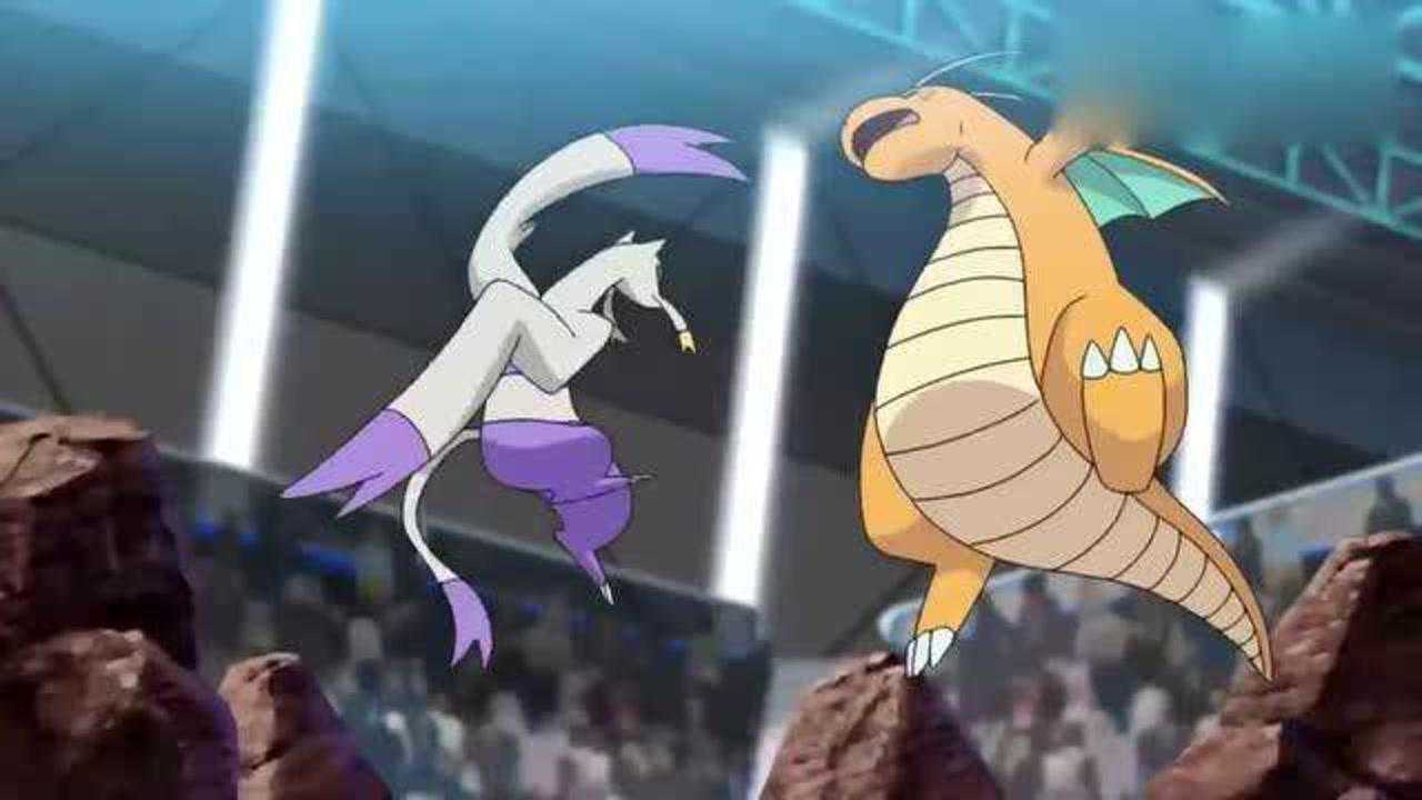 精灵宝可梦剑盾:mega路卡利欧激战快龙,不负所望成功帮小智赢下比赛