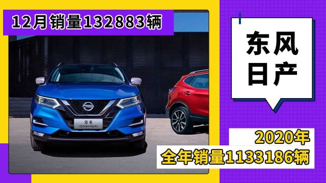 东风日产2020年12月销量13.2万辆,全年达113.3万