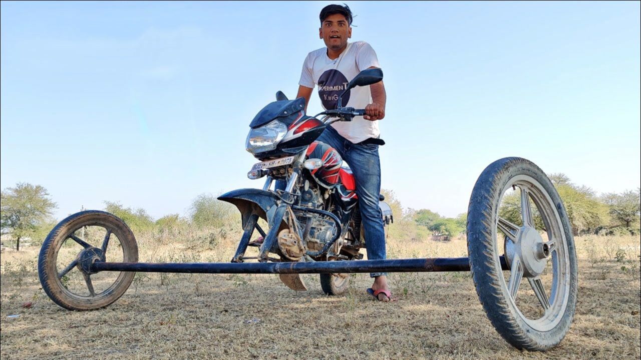 将摩托车改装成三轮车急打一把方向后场面瞬间失控