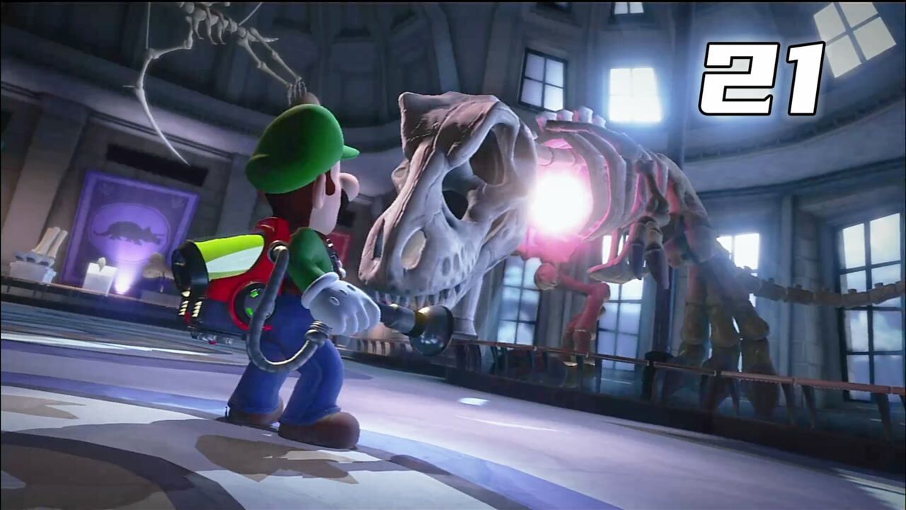 路易吉鬼屋3-21:博物馆楼层大战霸王龙 赵小私解说